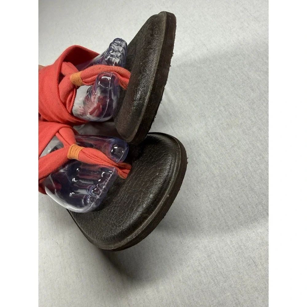 Sanuk Yoga Sandal Women Sz 10 Red Orange Sling 2 Flip Flop Summer Thong Comfort